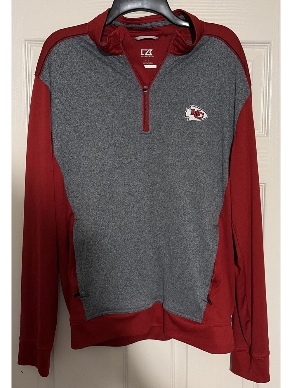 Cutter and Buck Kansas City Chiefs 1/4 Zip Pullover Red Size Large Very Clean!!